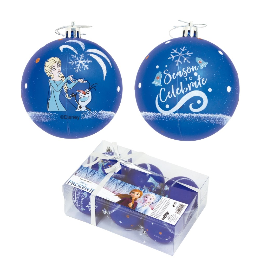 Julekuler Frozen II, blå og lilla, 8 cm, 6 stk. – kjøp hos Celebration.no